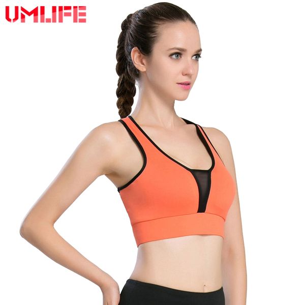 

umlife strappy sports bra women fitness padded yoga bra push up shockproof gym running tank cropped, White;black