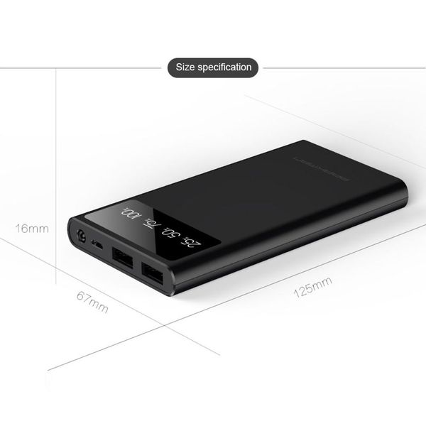 

black a1 10000ma 5v wear-resistant scratch-proof with led lighting dual usb output power bank supply for mobile phone