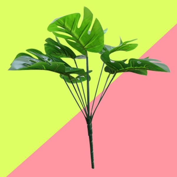 

9 heads green simulation artificial plants fake monstera leaves home decoration (green