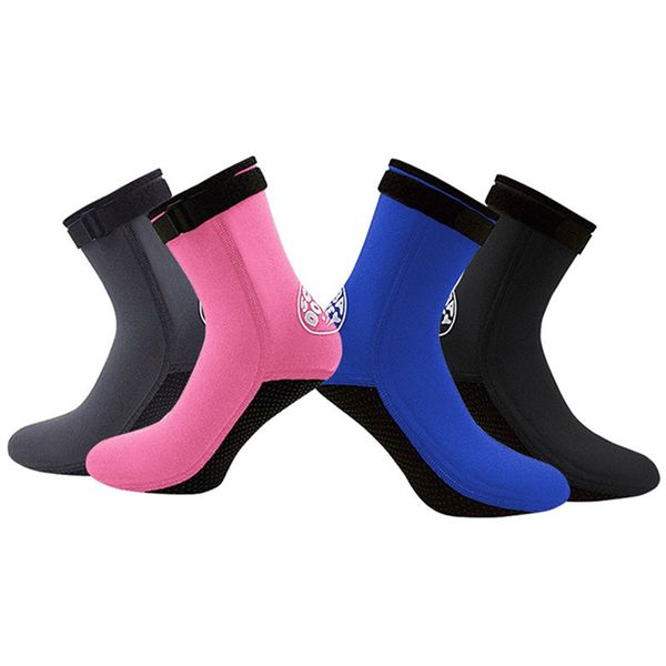 

new men and women 3 mm snorkeling socks non-slip warm diving socks neoprene shoes water shoes beach boots surf boots, Black