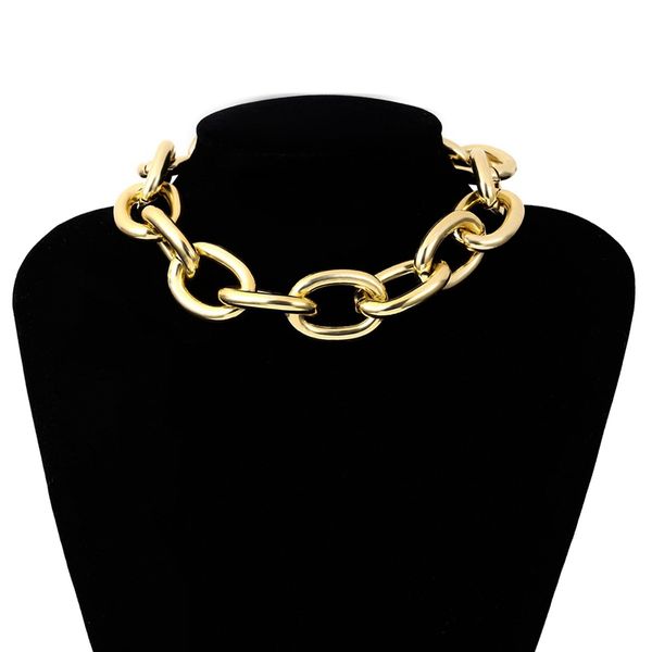 

h:hyde 2019 gothic chunky chain choker necklace punk rock statement necklace ladies women goth jewelry vintage collier femme, Golden;silver