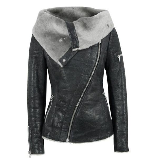 

women european and american spring autumn fashion korean version business english new style boutique asymmetric zipper leather coat / s-3xl, Black