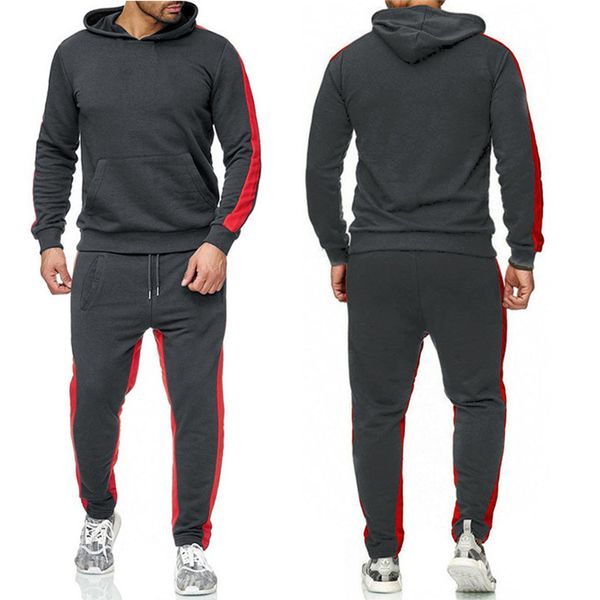 

2020 summer men's sets a d s+pants two pieces sets casual tracksuit new male casual tshirt gyms fitness trousers men, Gray