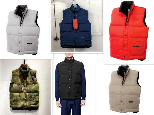 

2019 men's christmas gift winter outdoor warm goose down vest jacket cotton vests outerwear coats designer, Black;white