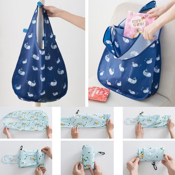 

waterproof women folding shopping bags reusable eco shopping shoulder bag travel pouch tote handbag