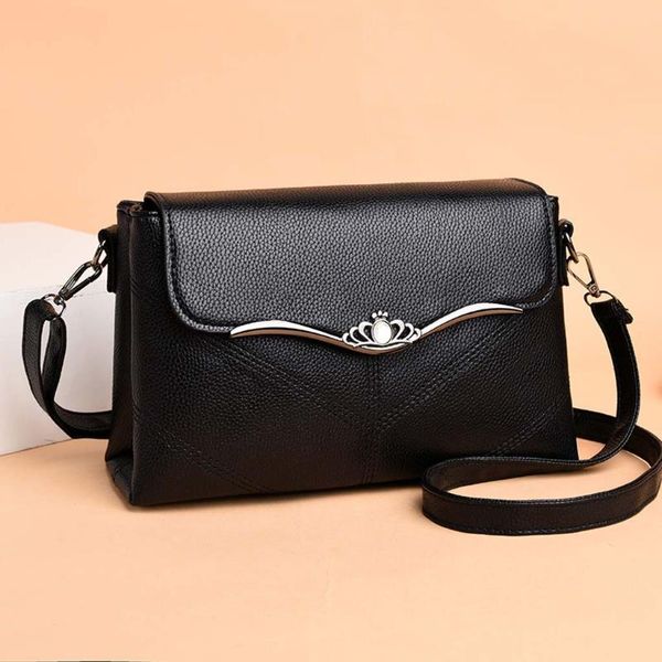 

women bag fashion pu leather solid color cover shoulder bag wild messenger mother bolsos mujer de marca famosa 2019