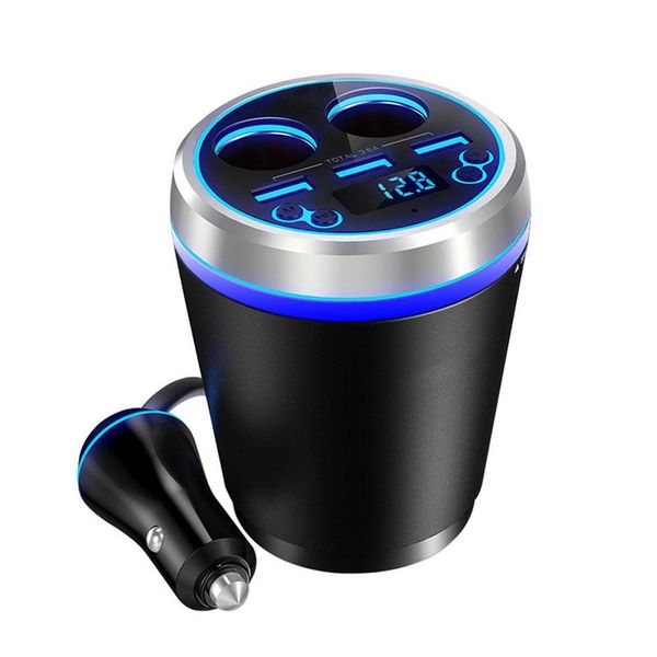 

led blue car bluetooth mp3 player music fm transmitter bottle-shaped cigarette lighter 1 for 3 usb fast charging