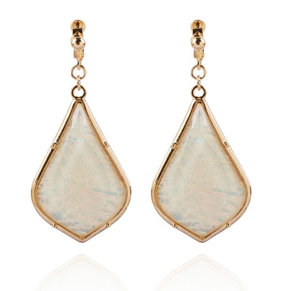 

luxury elegant imitation abalone shell clip on earrrings geometric classic pattern no pierced for female wedding party ear clip, Silver