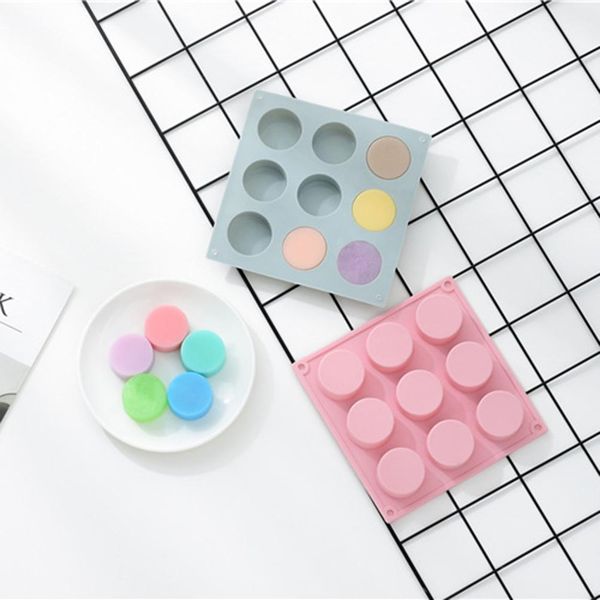 

diy silicone 9-grid round cake mold cylinder cake pudding mold handmade soap mold baking tool dessert ice cube