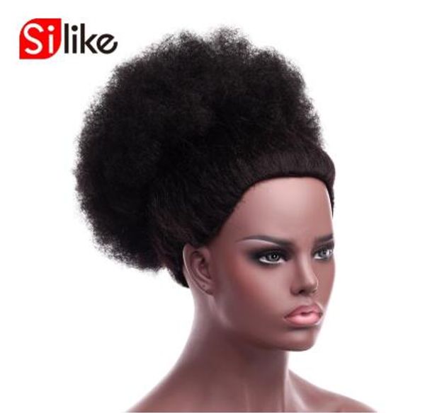 Synthetic Short Afro Kinky Curly Chignons Drawstring Ponytail High