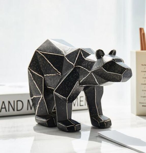 Ornamenti di orsi geometrici in resina semplice nordica bancone negozio creativo decorazione mobile TV soggiorno decorazione camera modello
