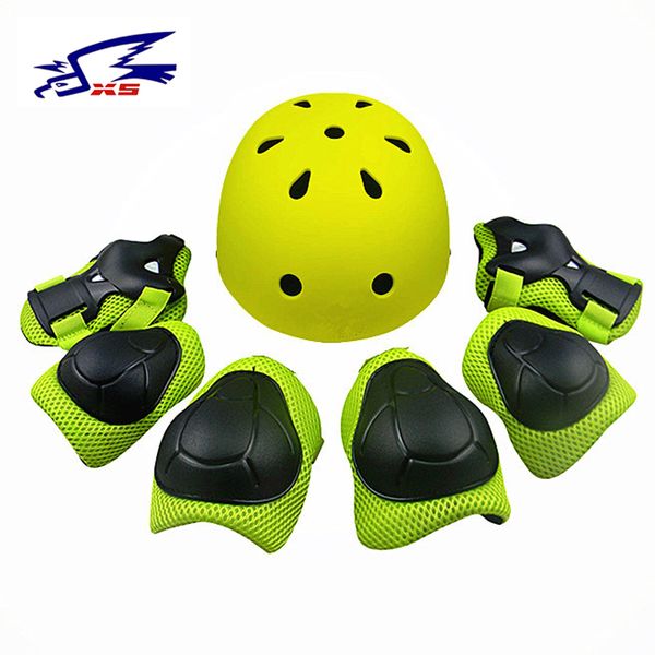 

boys girls protective gear sets knee elbow pads helmet balancer bicycle shilly-car 7pcs/ set protector kids child cycling helmet