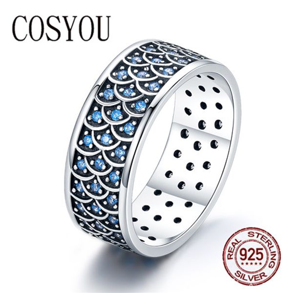 

cosyou 925 sterling silver stackable ring charming ocean round cocktail finger rings for women sterling silver jewelry scr212, Golden;silver