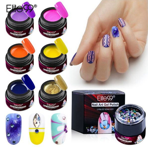 

nail gel liner painting polish with diamond art decoration manicure long lasting vernis enamel lacquer 30colors, Red;pink