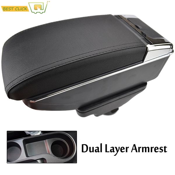 

car dual layer storage box center console leather armrest cup holder for kia rio 4 yb 2017 central part x-line