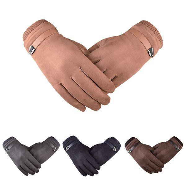 

2019 men winter gloves touch screen suede driving gloves male motorcycle thermal warm plush velvet lining fashion classic