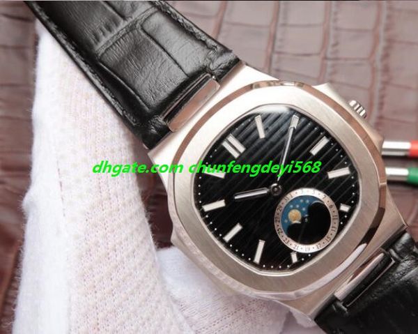 

3 style mens 40.5mm 5976 1g-001 18k white gold & steel swiss cal.9015 324 s c movement leather strap automatic fashion men's watch, Slivery;brown