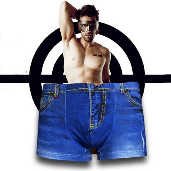 

new denim jeans men's underwear men's boxers cowboy, Black;white
