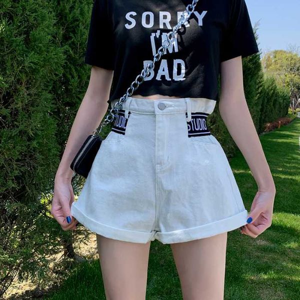 

women's jeans white harem shorts feminino high waisted denim loose casual jean women summer short cortos mujer, Blue