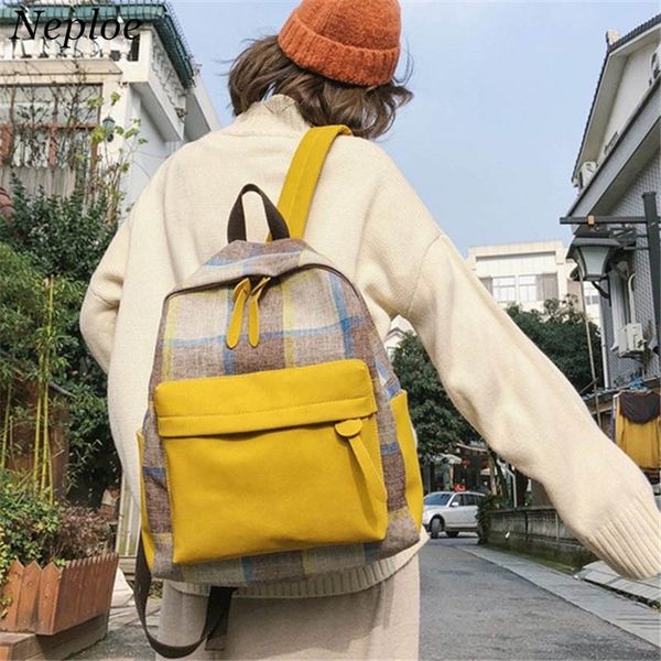 

aotomo vintage plaid backbag 2019 brief students school bag backpacks mochilas mujer mochil korean contrast color backpack 37795