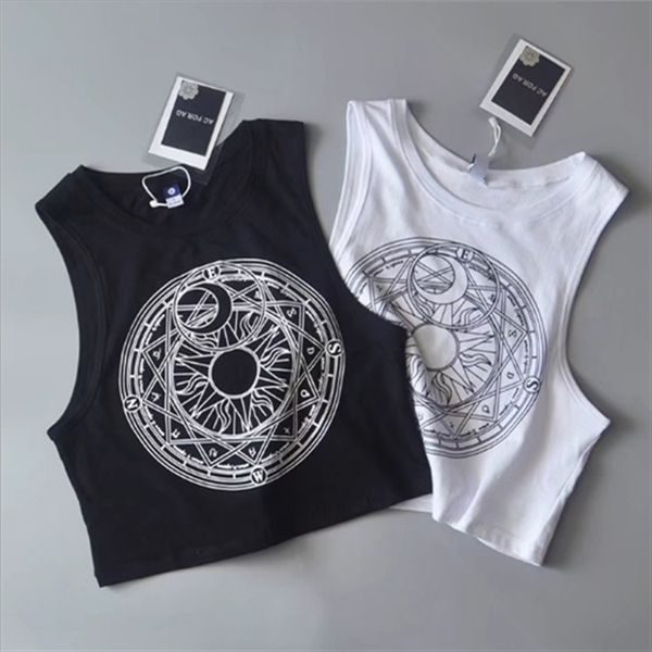 

2020 summer new european and american women's wear summer new women's loose star print i-shaped vest, White