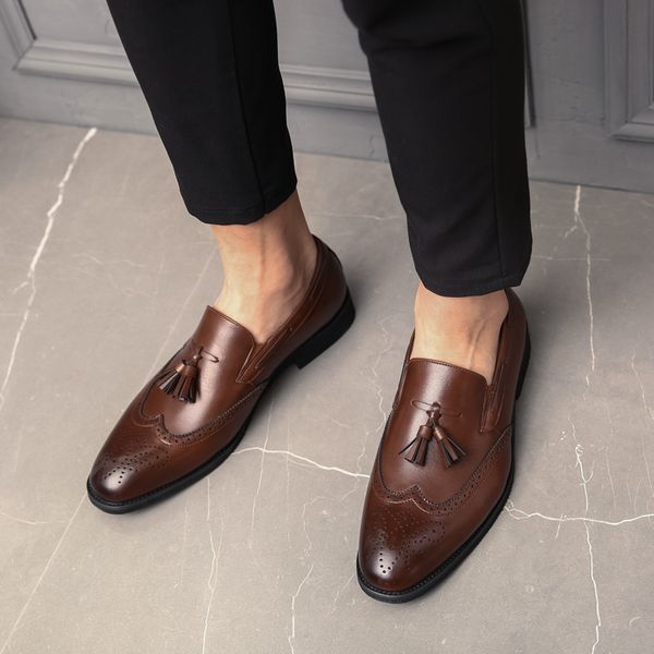 

2019 net brand men's shoes oxford shoes british style men's leather dress business flat without laces, Black