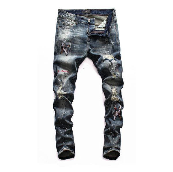 

amir i jeans mens luxury designer jeans brand baggy biker high waisted ripped rock revival black skinny men jeans pants trousers a11, Blue