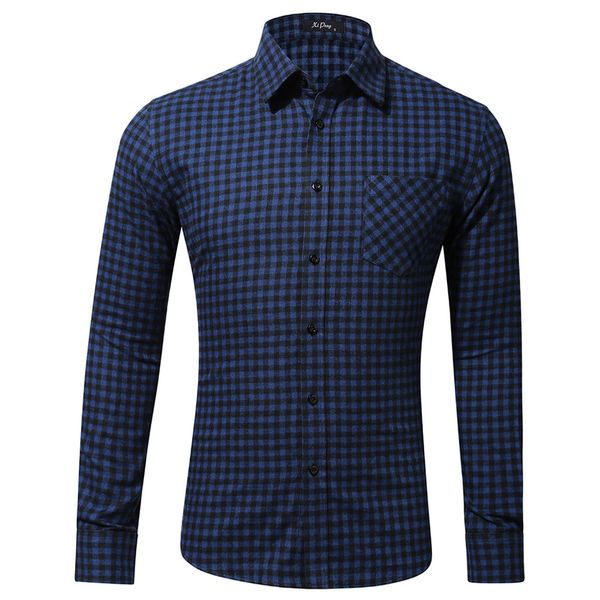 

printed plaid men shirts long sleeved casual shirts single pocket little plaid printing slim male dress camisa masculina, White;black