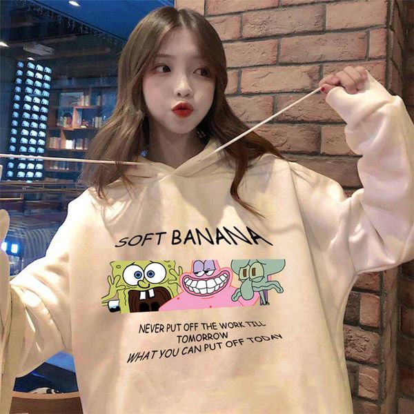 

kawaii cartoon printed japanese hoodie women funny korean sweatshirt women clothes long sleeve pullover loose hoodie, Black
