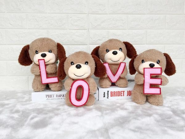 Criativo bonito amor filhote de cachorro amor cão bonecas animais de pelúcia brinquedos dia dos namorados presente brinquedos de pelúcia atacado