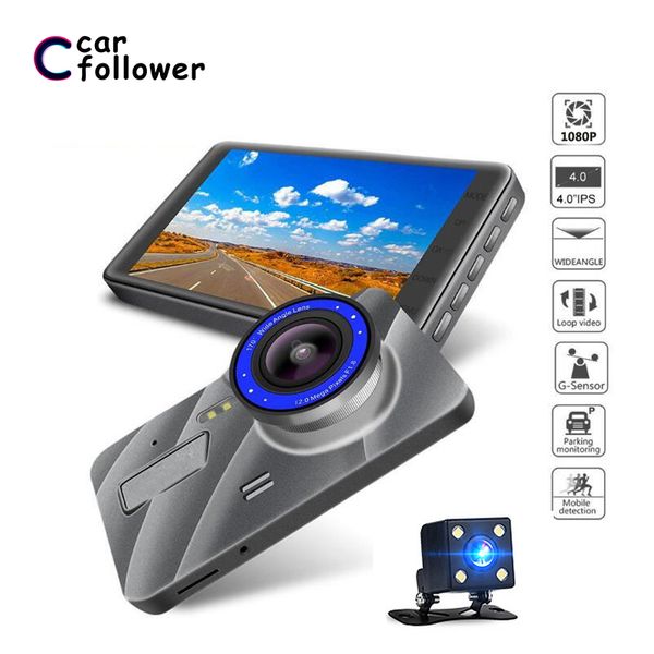 

full hd 1080p car dvr 4 inch ips screen car camera dual lens dash cam driving video recorder night vision g-sensor registrator