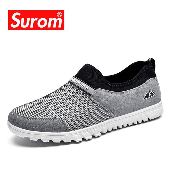 

surom 2020 summer new breathable sneakers men outdoor training shoes driving loafers male casual shoes adult, Black