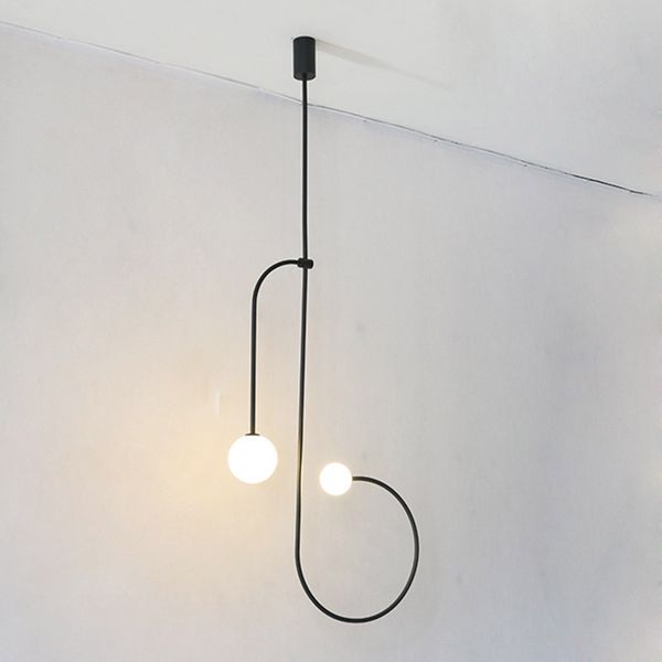 

minimalist iron line pendant lights restaurant dining room living room hanging lamp home decor bedroom bedside light fixtures