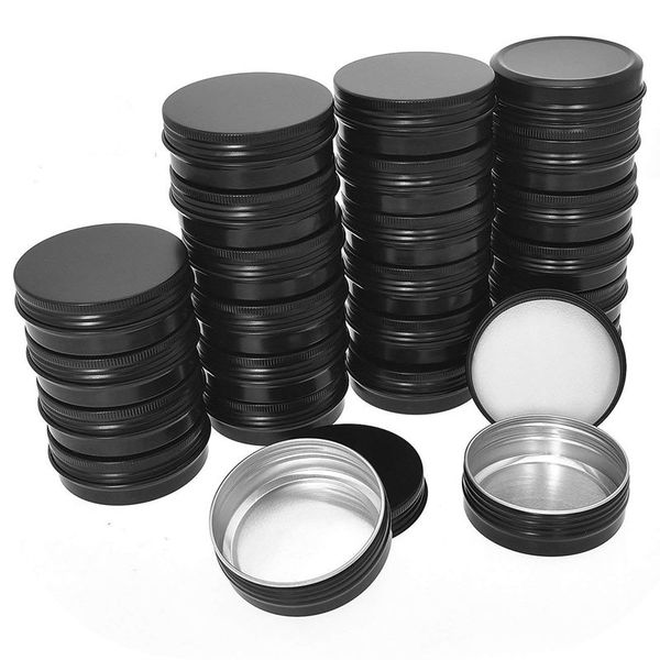 

easy-aluminum tin cans - 24 pack 2oz / 60g round metal container screw cans cosmetic sample containers candle travel tins