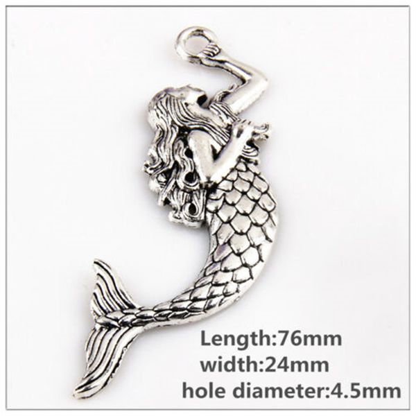 

5pcs beautiful mermaid tibetan silver charms pendants 76*24*4.5mm, Bronze;silver