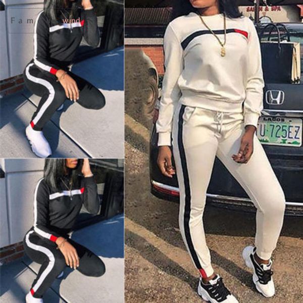 

осень xmas tops casual женщины с длинным рукавом толстовки регулярные штаны tracksuit толстовка pant suit беговая набор outwear зима теплая, White