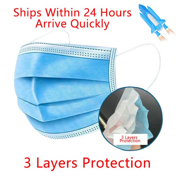 

50pcs/100pcs/ anti-dust disposable earloop face facial protective cover mouth anti flu 3layers filter masks