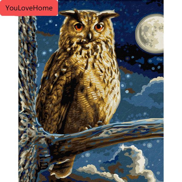 

diy масляная живопись по номерам сова животные наборы рисунок холст картины по номерам ручная роспись домашнего декора подарок животные арт