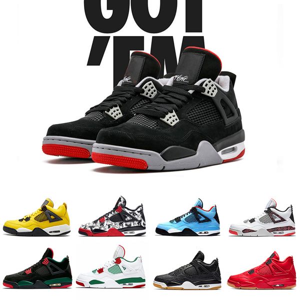 

2019 bred 4 4s mens basketball shoes laser black gum thunder royalty tattoo lava retro rapotors designer sneakers iv pure money trainers 13