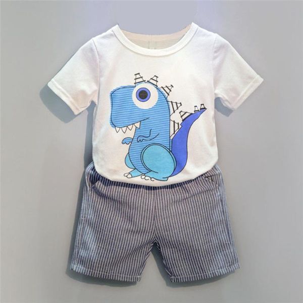 

summer boys clothes toddler kid baby boys cartoon printing t-shirt+short pants clothes outfits set #lr1, White
