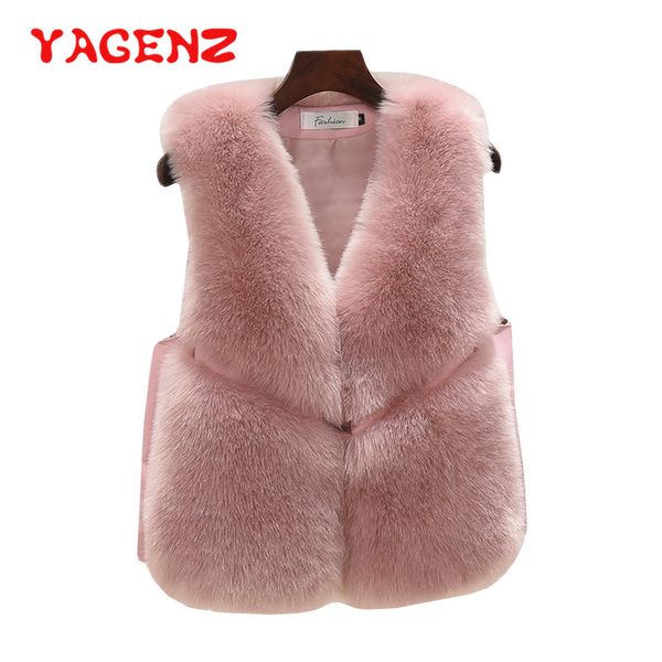 

yagenz plus size faux fur vest women winter short vest outwear casual coat faux fur jacket womens sleeveless waistcoat 517, Black;white