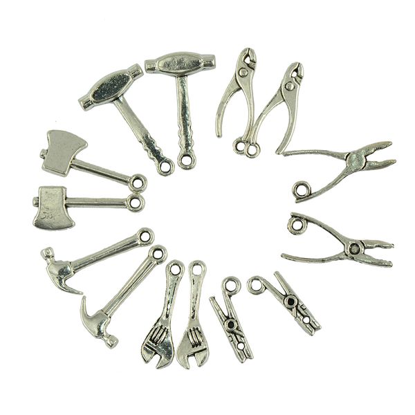 

40pcs tibetan silver diy tool charms piler wrench pendants tools bedels for necklace bracelet findings charms for jewelry making, Bronze;silver