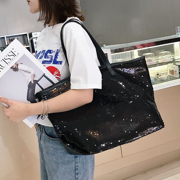

women handbags large capacity travel duffel waterproof beach bag shoulder bag girls yoga shoulder bag paillette fats shipping