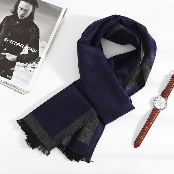 

men winter scarf warm soft bufandas cachecol cotton scarves formal business male plaid wool scarf gentleman gife for men, Blue;gray