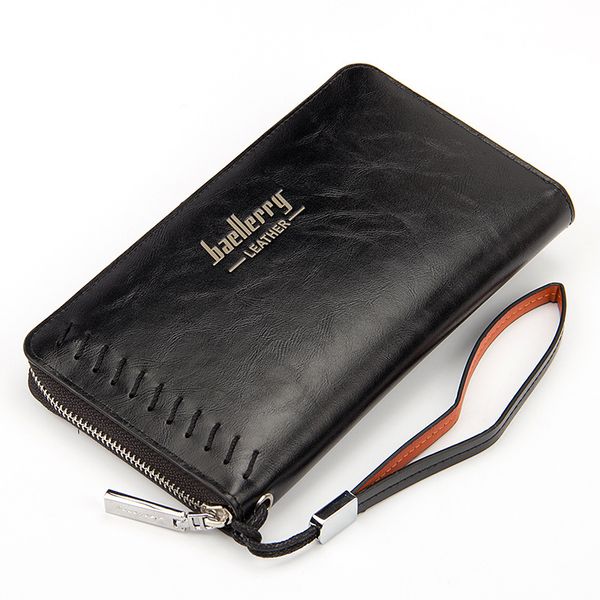 

new european and american men's wallet long zipper multi-function clutch bag retro men's mobile phone bag, Red;black