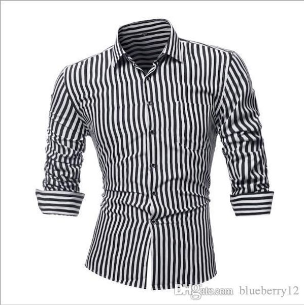 

mens casual shirt spring and autumn male long sleeve shirt stripe slim large size shirt asian size -4xl, White;black