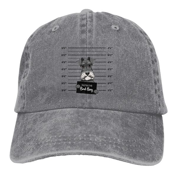 

урожай unisex регулируемый trucker cap для взрослых собак шнауцер тюрьмы bad boy полиции mugshot, Blue;gray