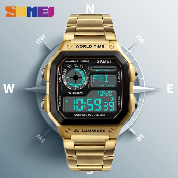 

countdown compass sport watch skmei mens watches brand luxury wrist watch men waterproof led electronic digital male watch cj191213, Slivery;brown