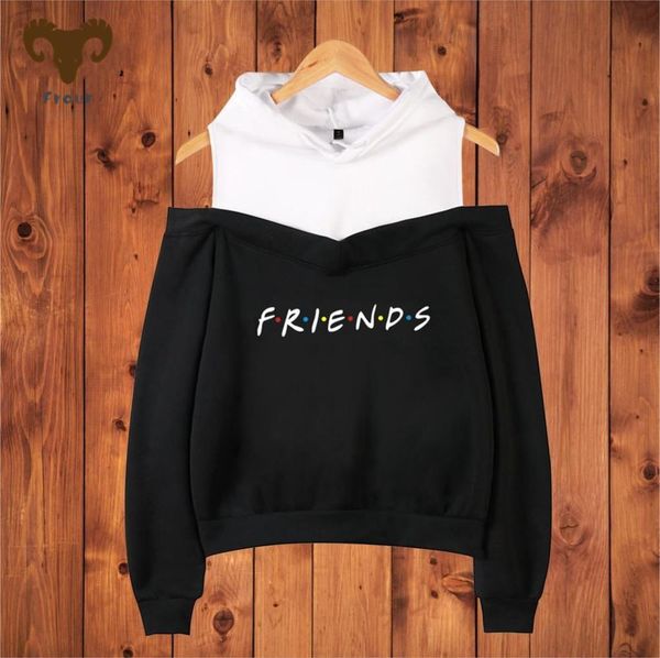 

new arrival tv friends member pop fashion women hoodies sweatshirt hip hop off shoulder hoodie sweatshirt women clothing, Black