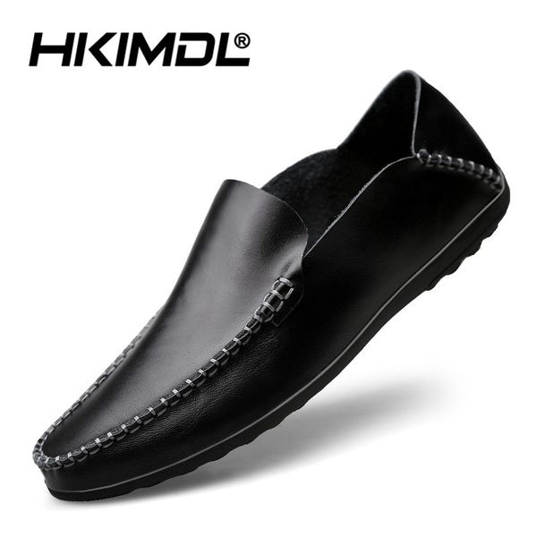 

hkimdl 2019 leisure comfy soft casual loafers shoes for men concise retro flat slip on shoes classics fashion driving, Black
